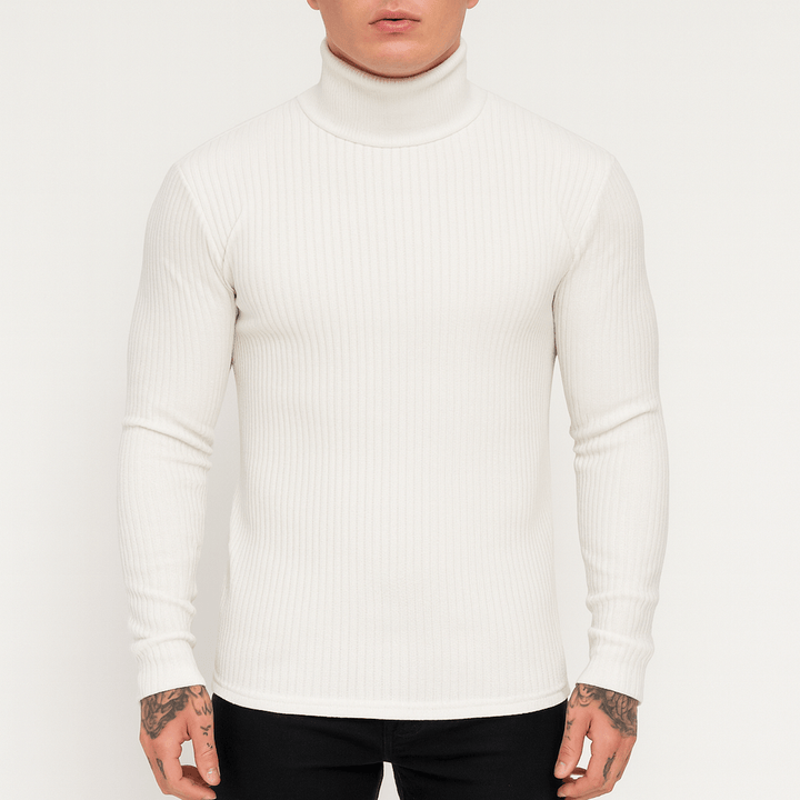 Womens Ribbed Turtleneck Sweater Slim Fit