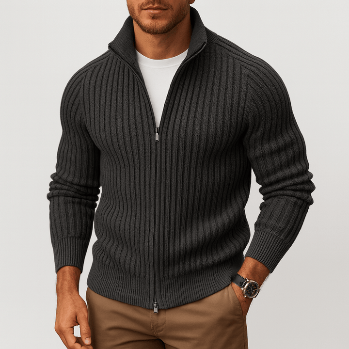 Womens Ribbed Zip Cardigan Lightweight Fit - BritishMode