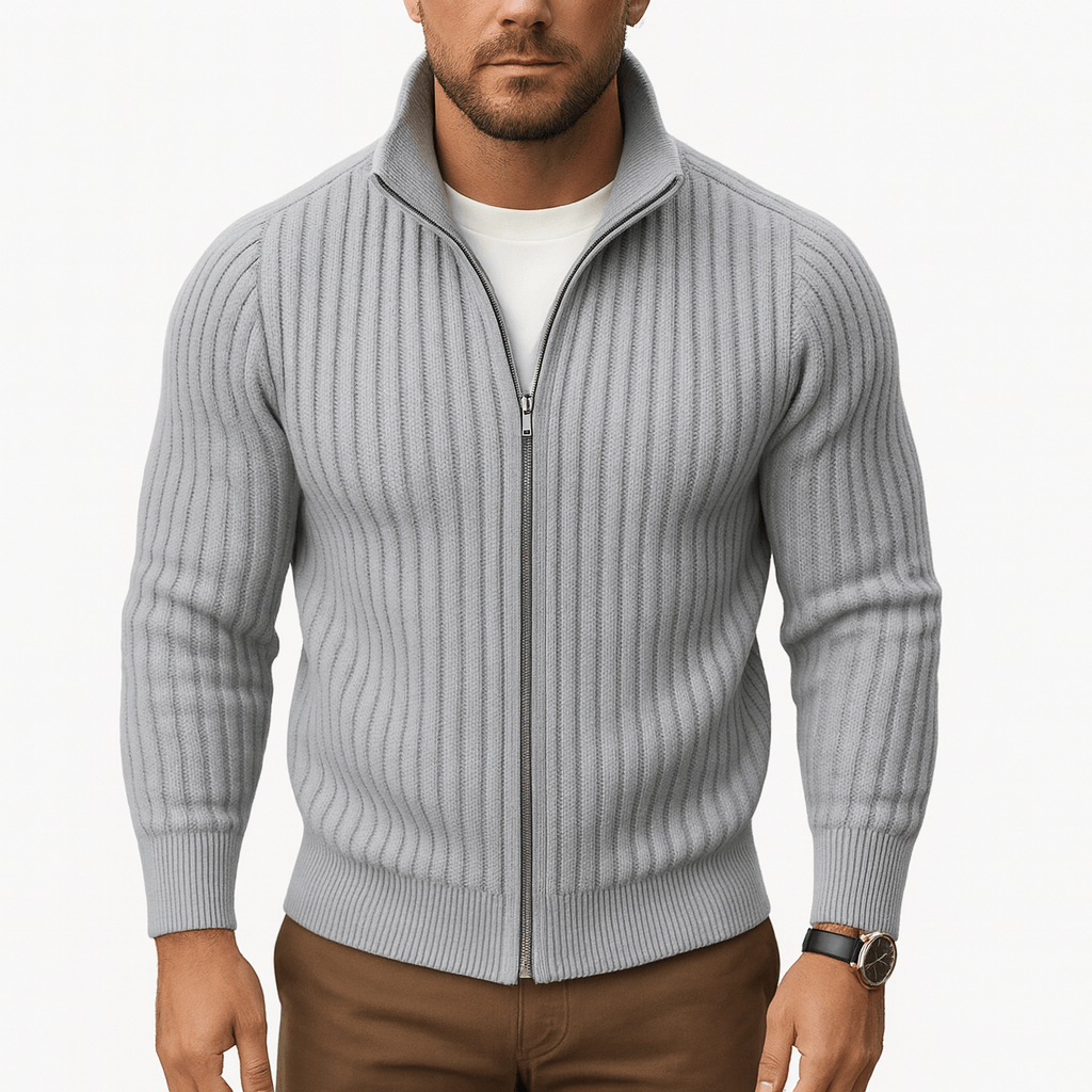 Womens Ribbed Zip Cardigan Lightweight Fit