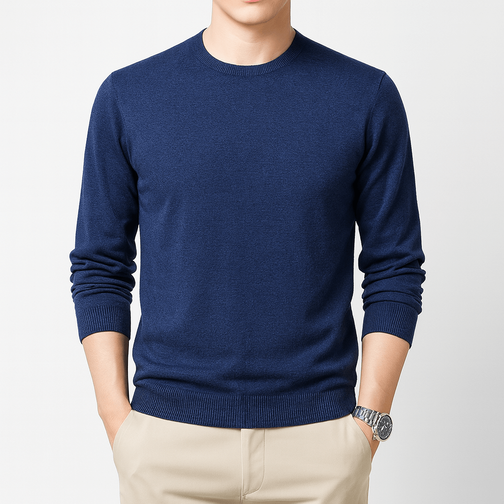 Mens Slim Fit Crew Neck Sweater Cotton Blend - BritishMode