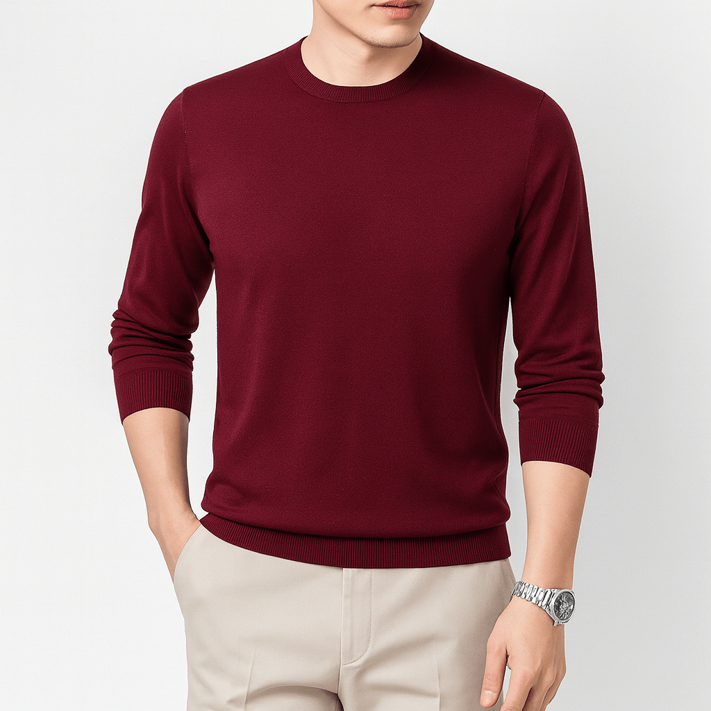Mens Slim Fit Crew Neck Sweater Cotton Blend