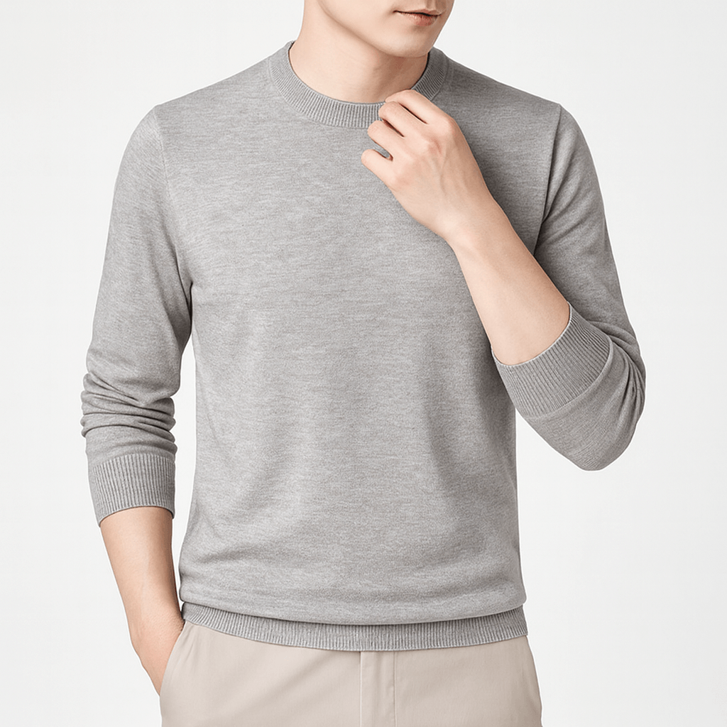 Mens Slim Fit Crew Neck Sweater Cotton Blend