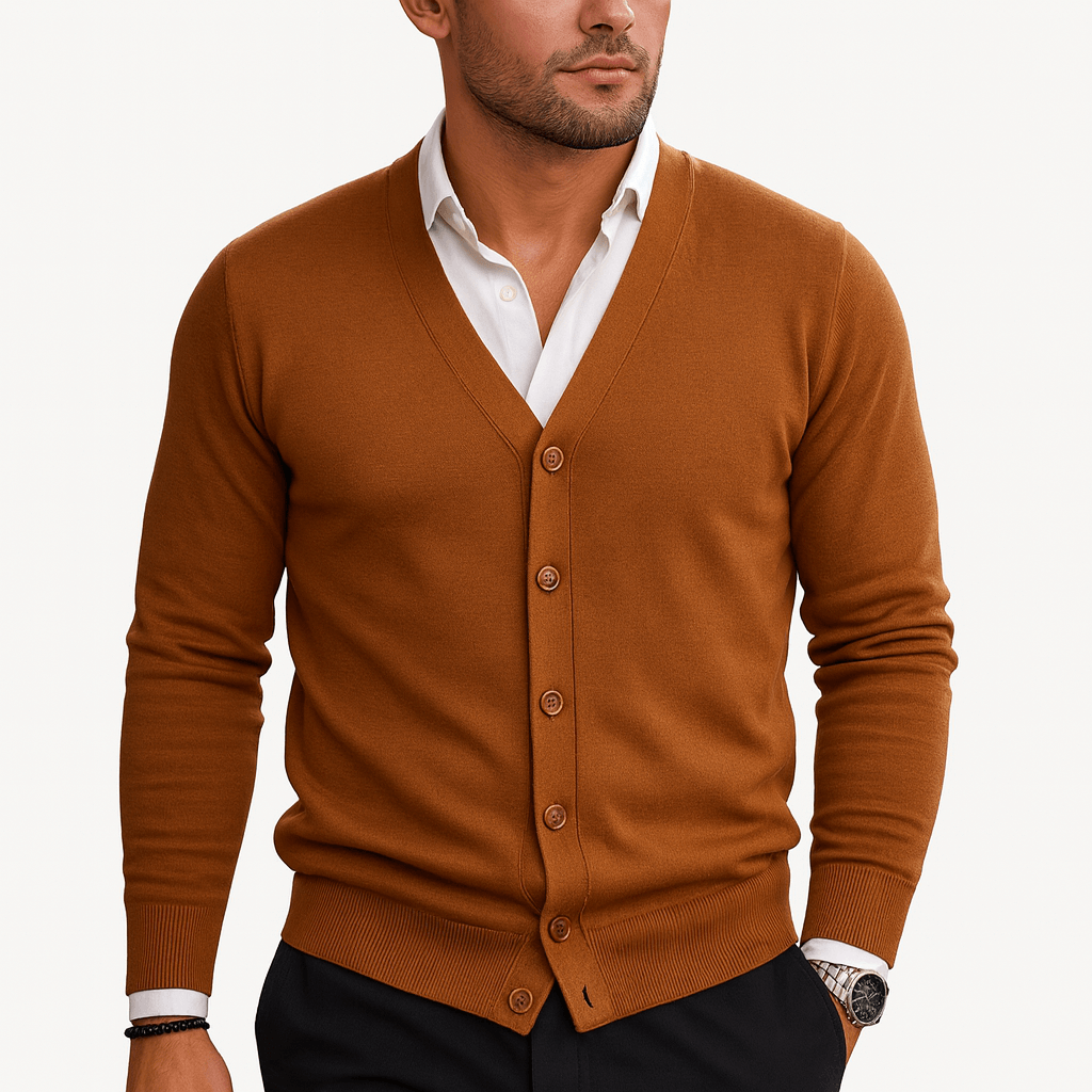 Womens Slim Fit V-Neck Cardigan Knit