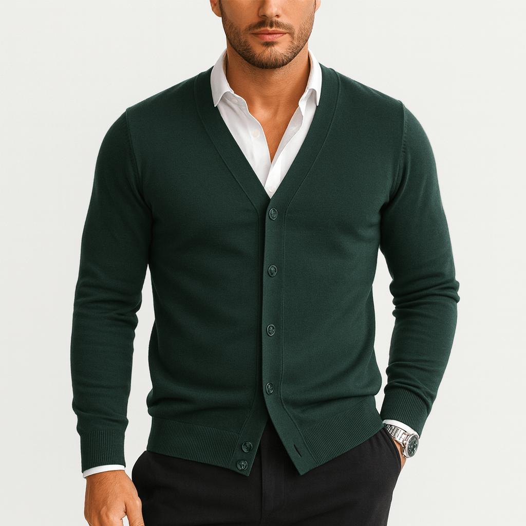 Womens Slim Fit V-Neck Cardigan Knit