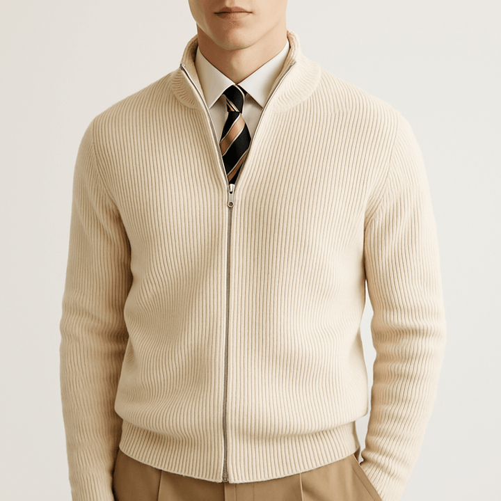 Mens Slim Fit Zip Cardigan Knit - BritishMode