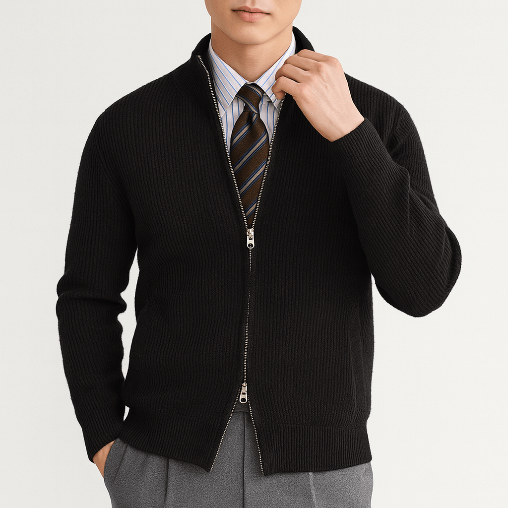 Mens Slim Fit Zip Cardigan Knit
