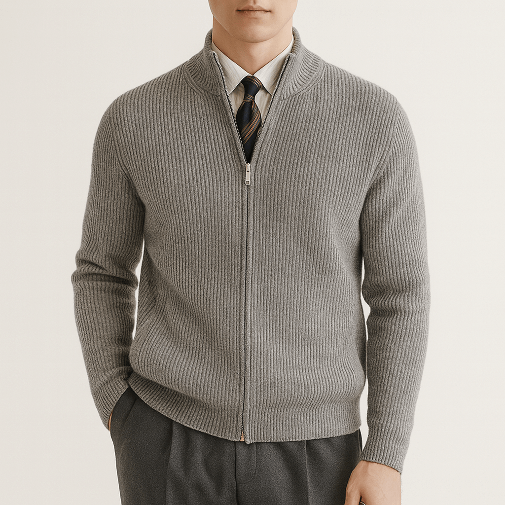 Mens Slim Fit Zip Cardigan Knit