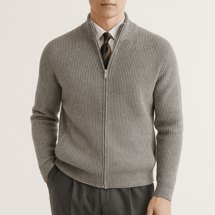 Mens Slim Fit Zip Cardigan Knit