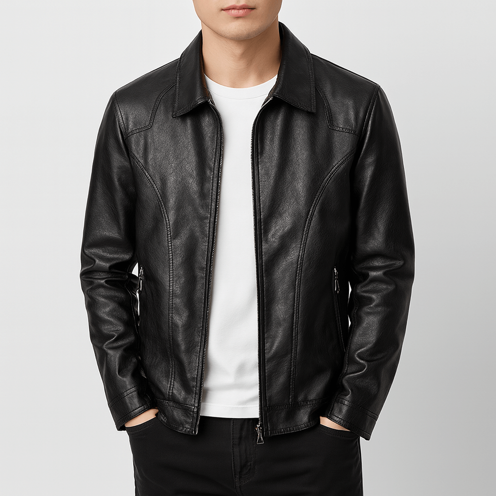 Mens Slim Fit Leather Jacket - BritishMode