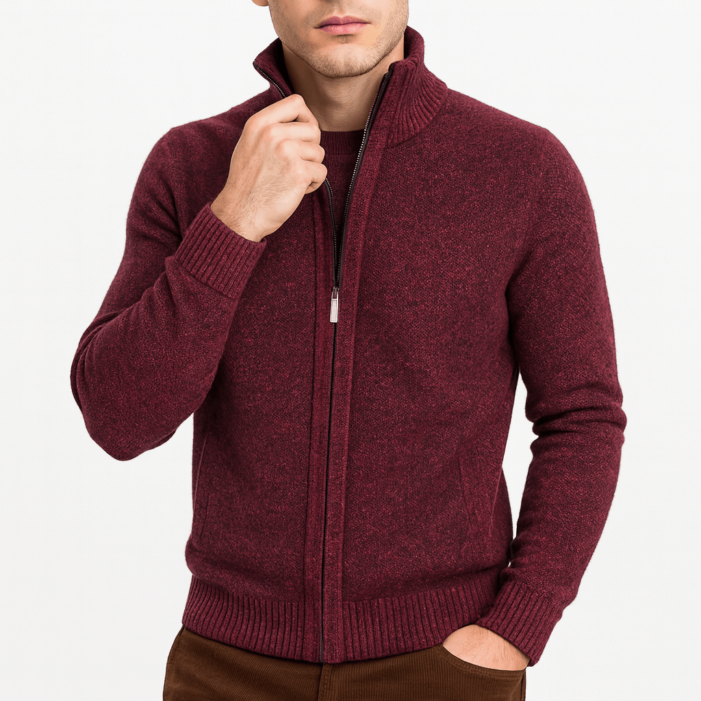 Mens Slim Wool Cardigan Fitted Style
