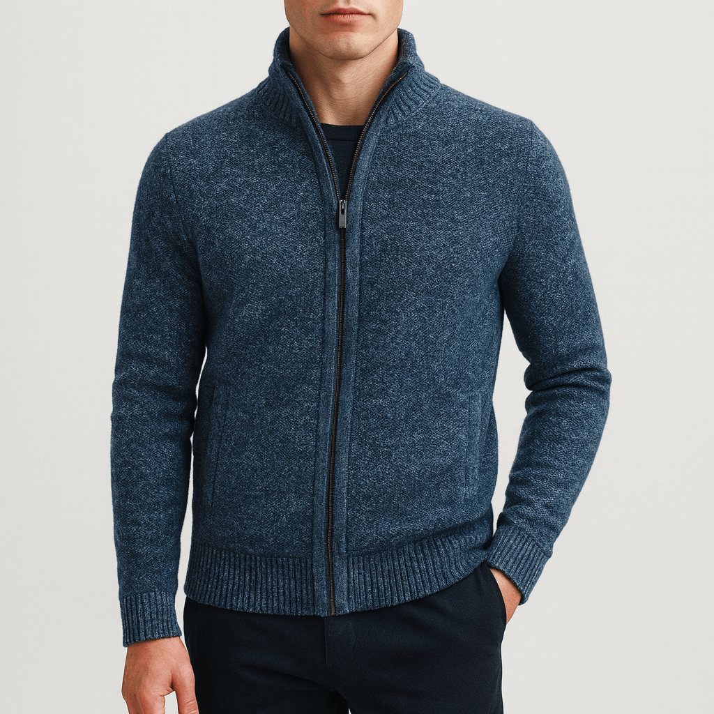 Mens Slim Wool Cardigan Fitted Style
