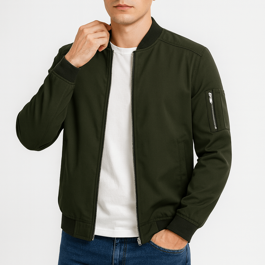Unisex Bomber Jacket Smooth Fabric Classic Fit