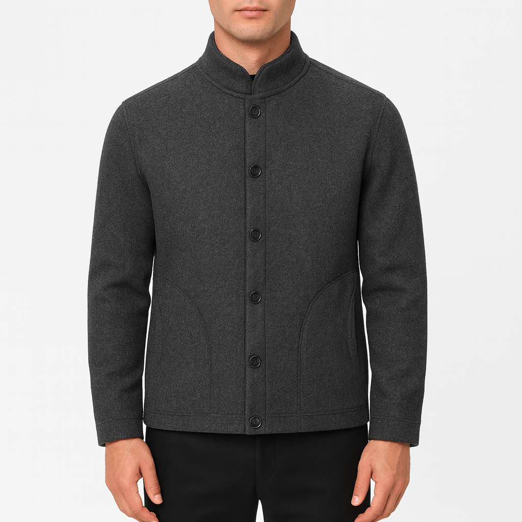 Womens Cardigan with Stand Collar and Button Closure - BritishMode