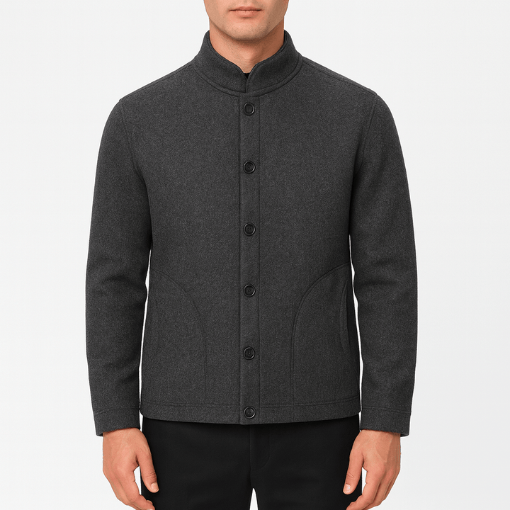 Womens Cardigan with Stand Collar and Button Closure - BritishMode