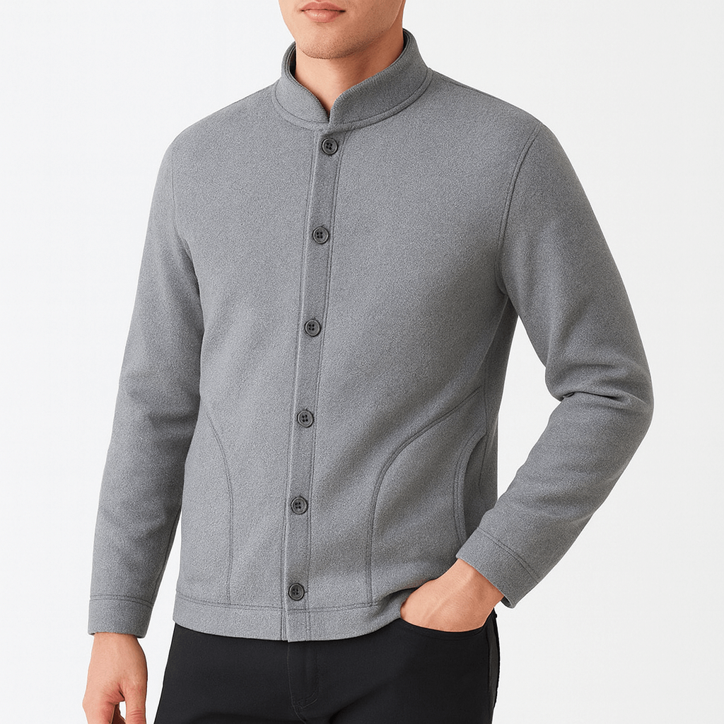 Womens Cardigan with Stand Collar and Button Closure
