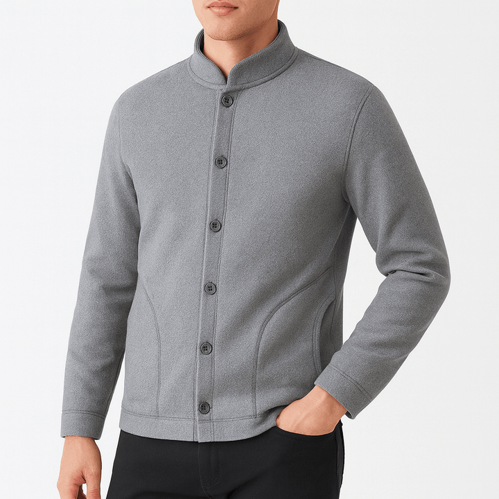 Womens Cardigan with Stand Collar and Button Closure