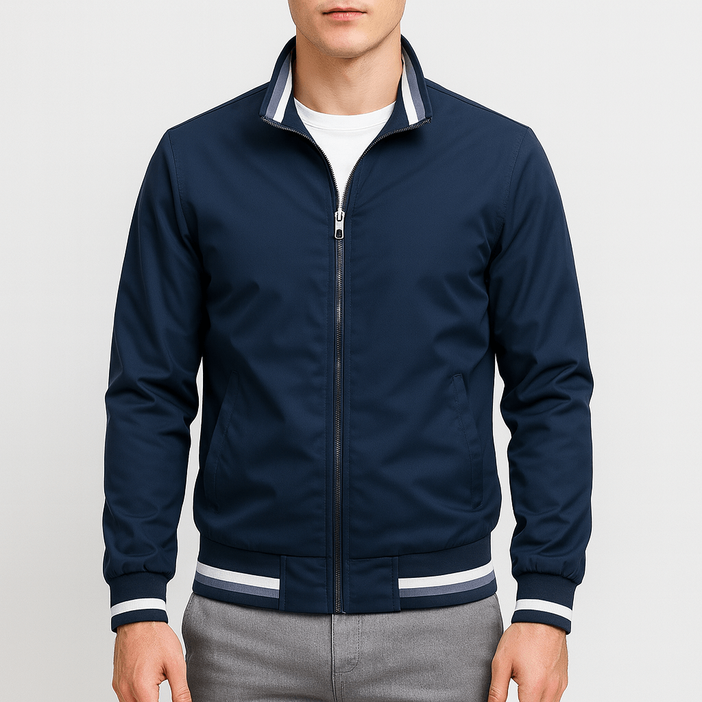 Unisex Bomber Jacket with Striped Collar