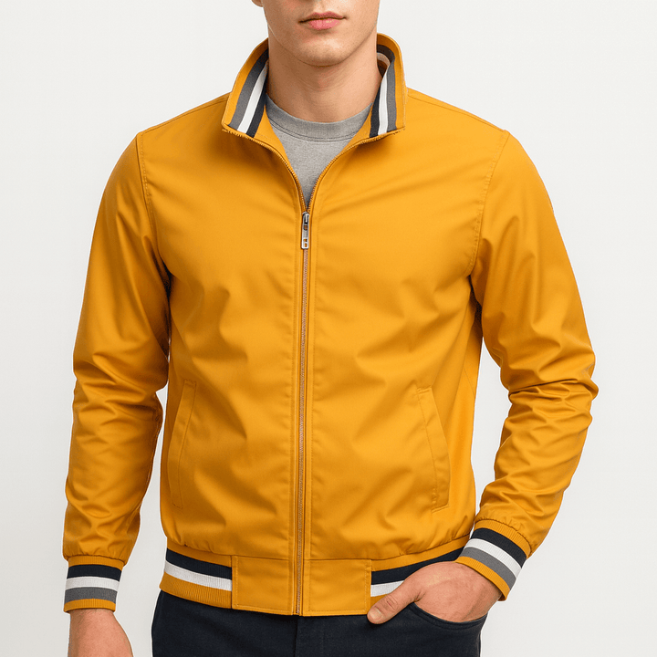 Unisex Bomber Jacket with Striped Collar
