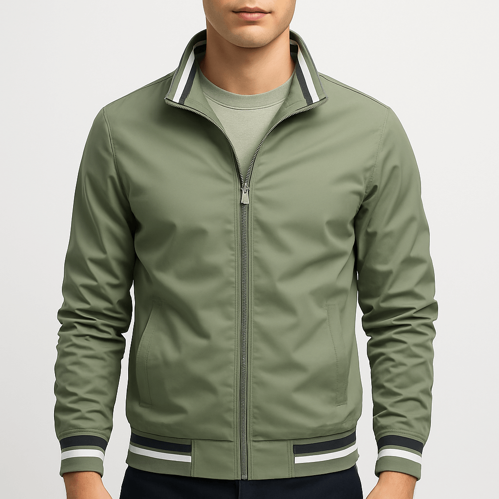 Unisex Bomber Jacket with Striped Collar