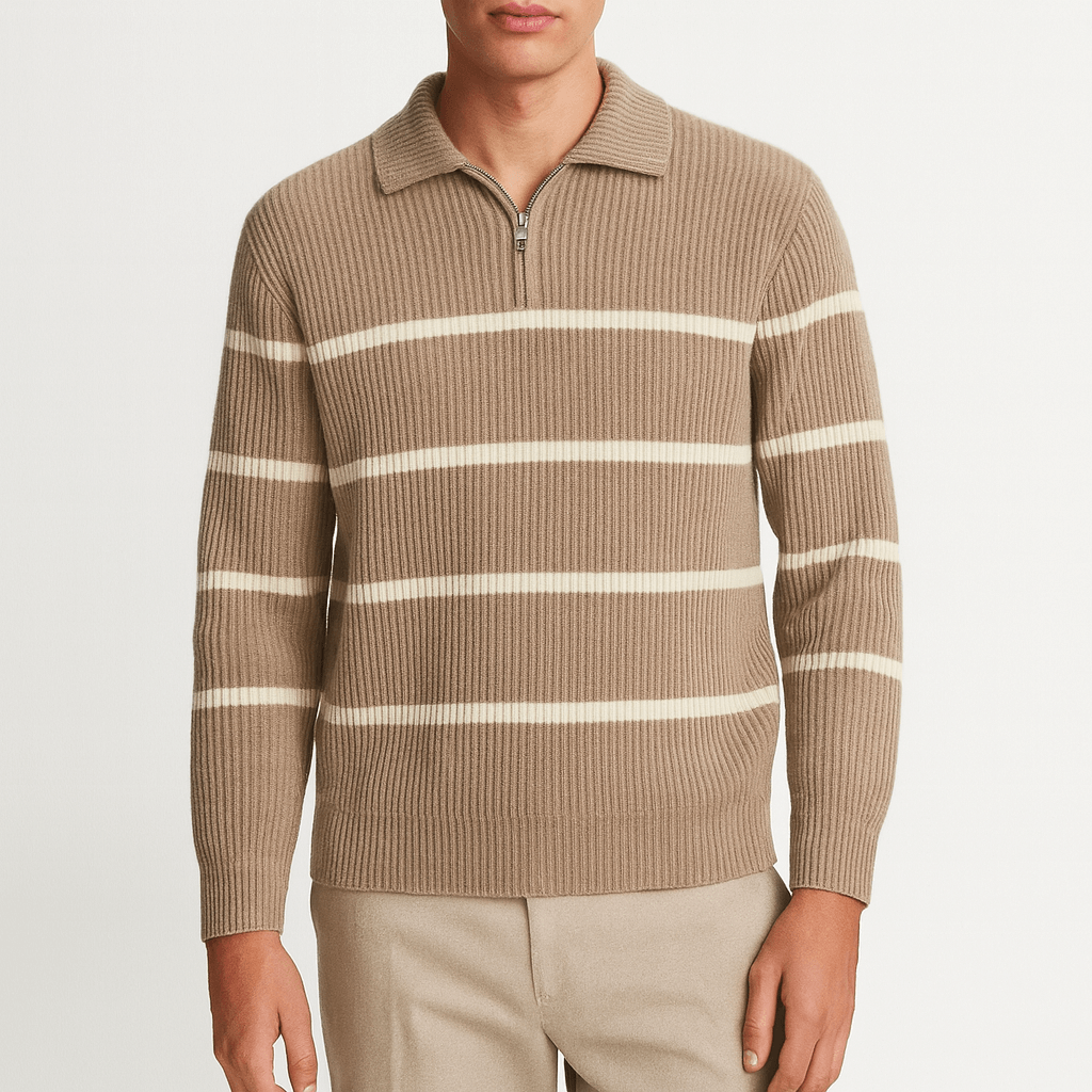 Unisex Half-Zip Sweater Knit Ribbed Fit - BritishMode