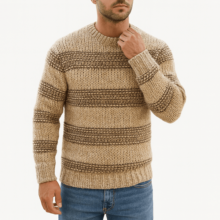 Unisex Knit Sweater Striped Pattern Regular Fit - BritishMode