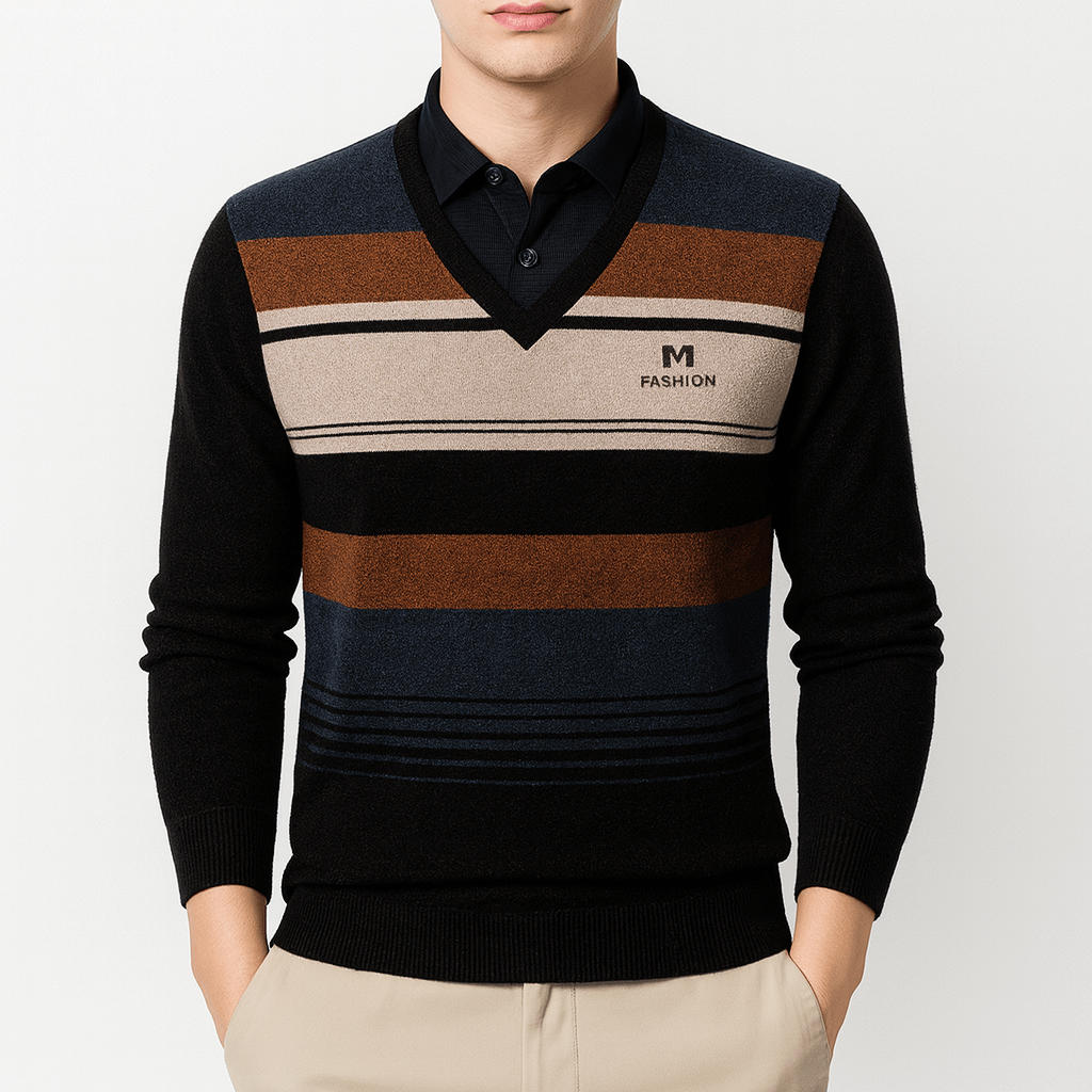 Unisex Pullover Sweater Striped Knit Regular Fit - BritishMode