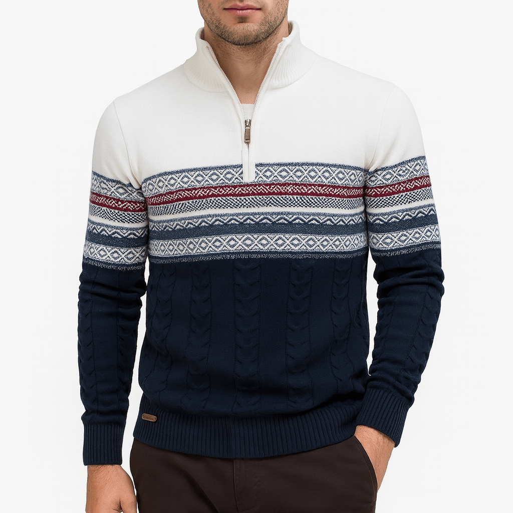 Unisex Quarter-Zip Sweater Knit Pullover - BritishMode