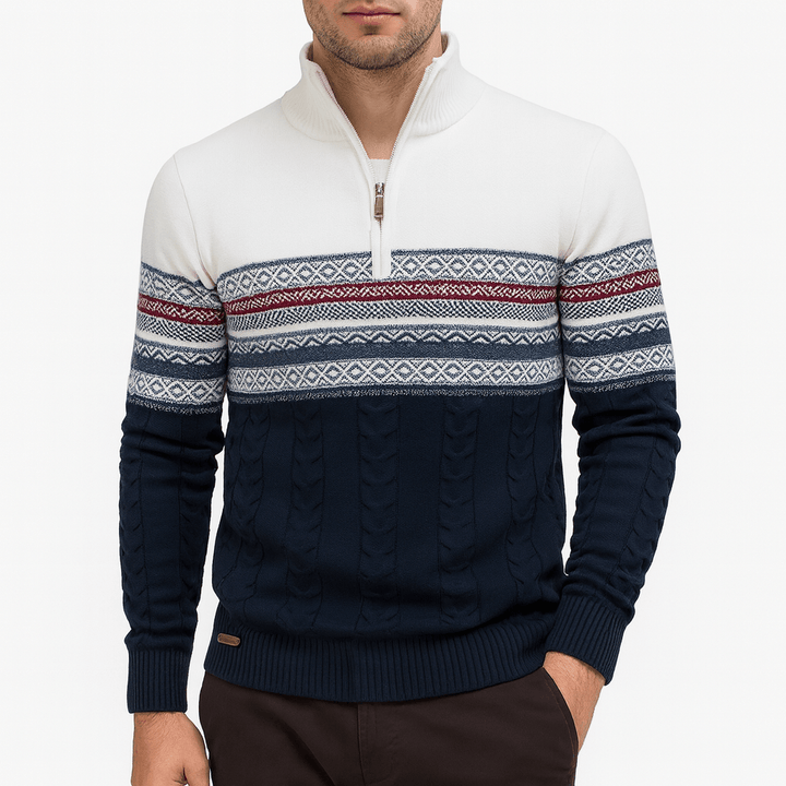 Unisex Quarter-Zip Sweater Knit Pullover - BritishMode