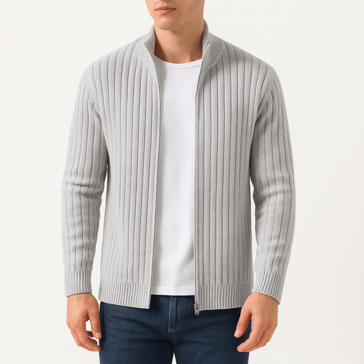 Unisex Zip Cardigan with Striped Pattern - BritishMode
