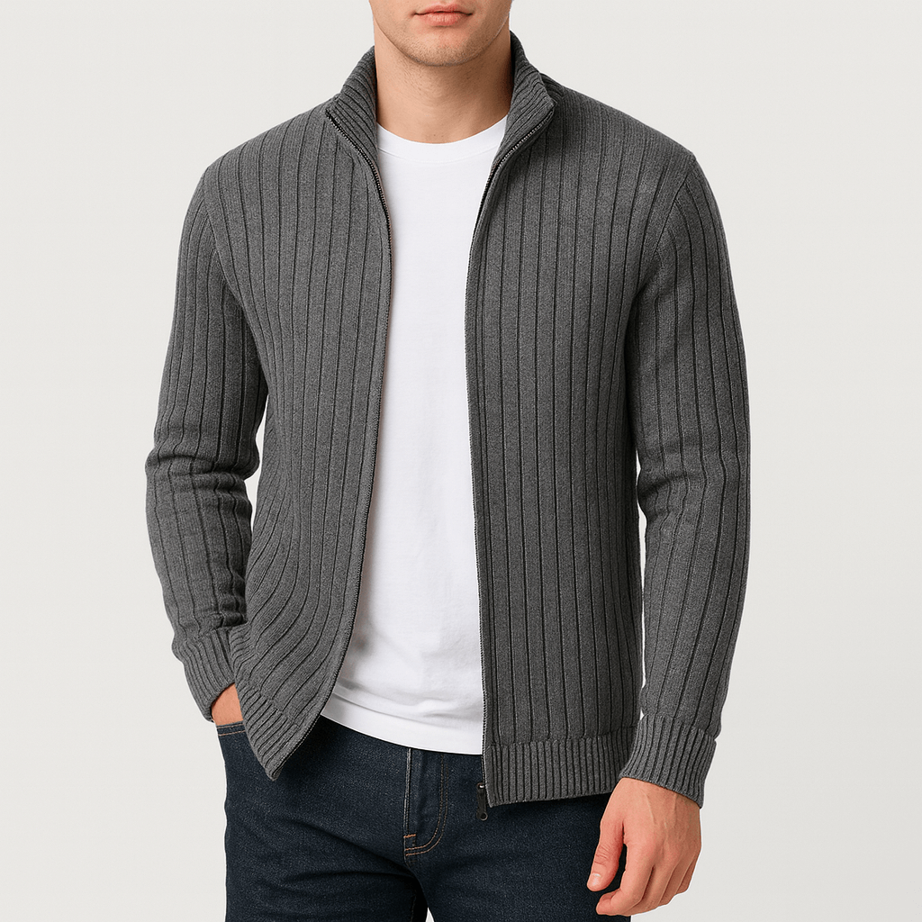 Unisex Zip Cardigan with Striped Pattern