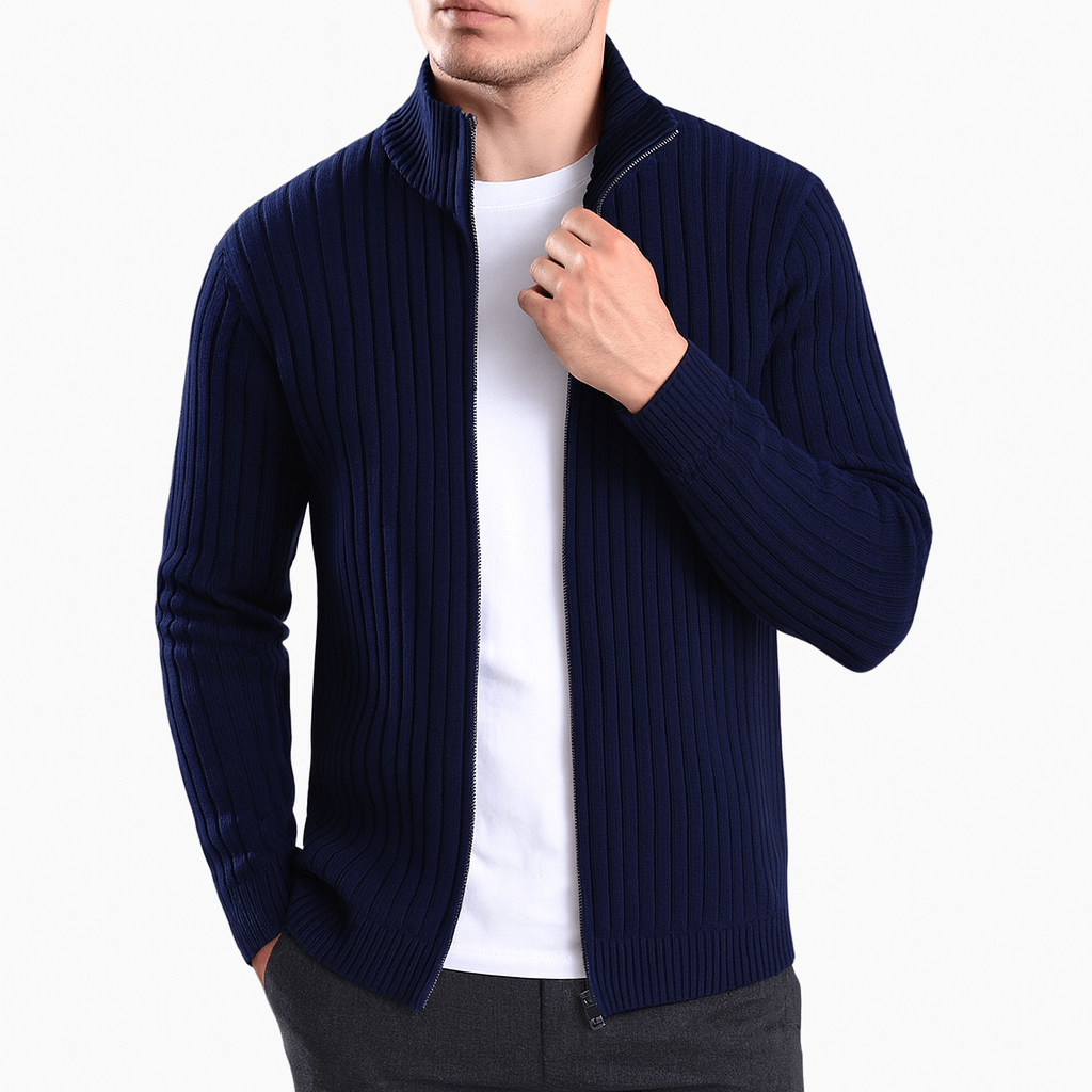 Unisex Zip Cardigan with Striped Pattern