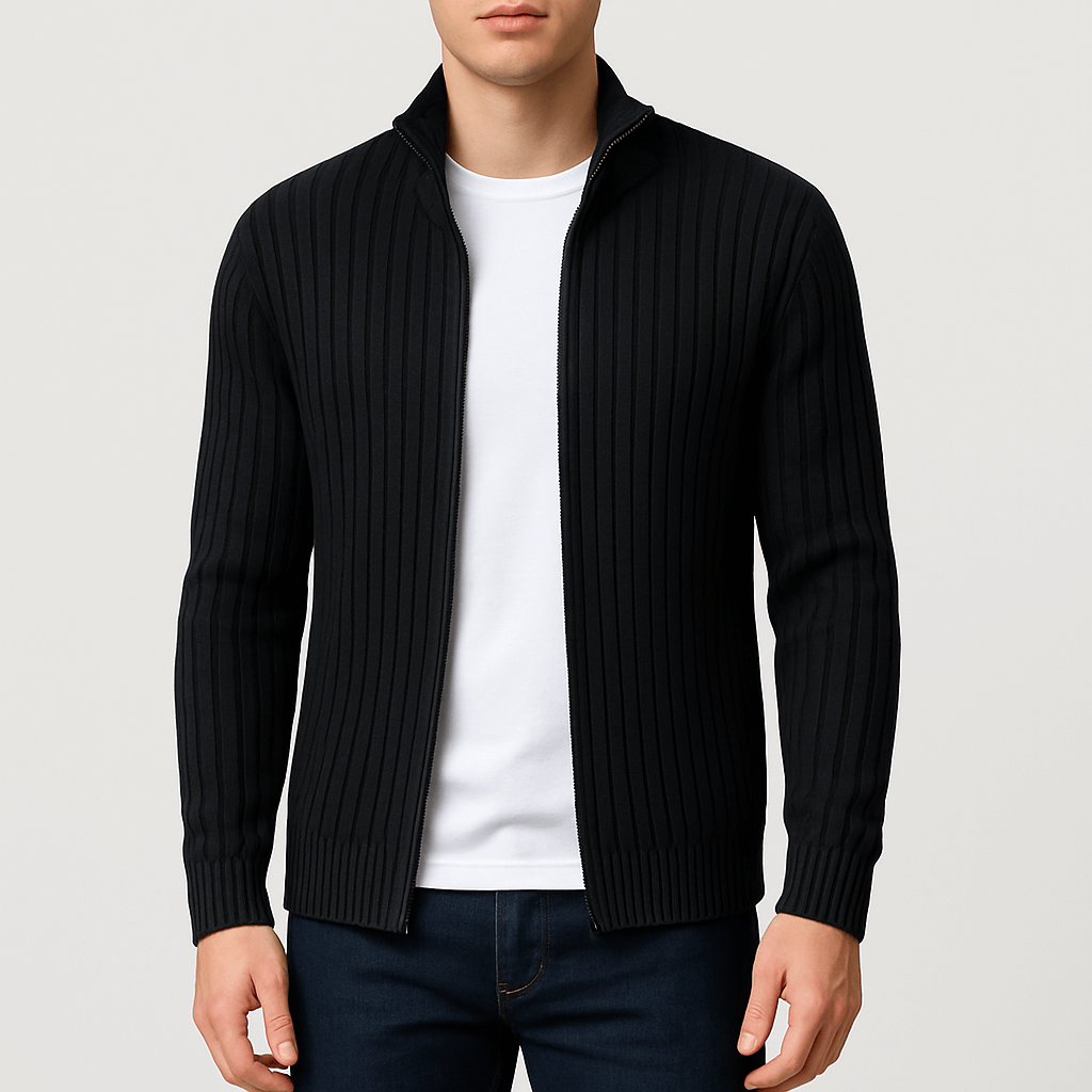 Unisex Zip Cardigan with Striped Pattern