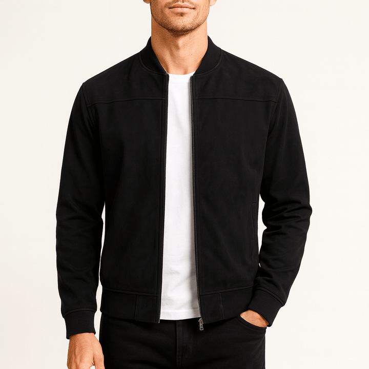 Mens Bomber Jacket Suede Material Regular Fit - BritishMode