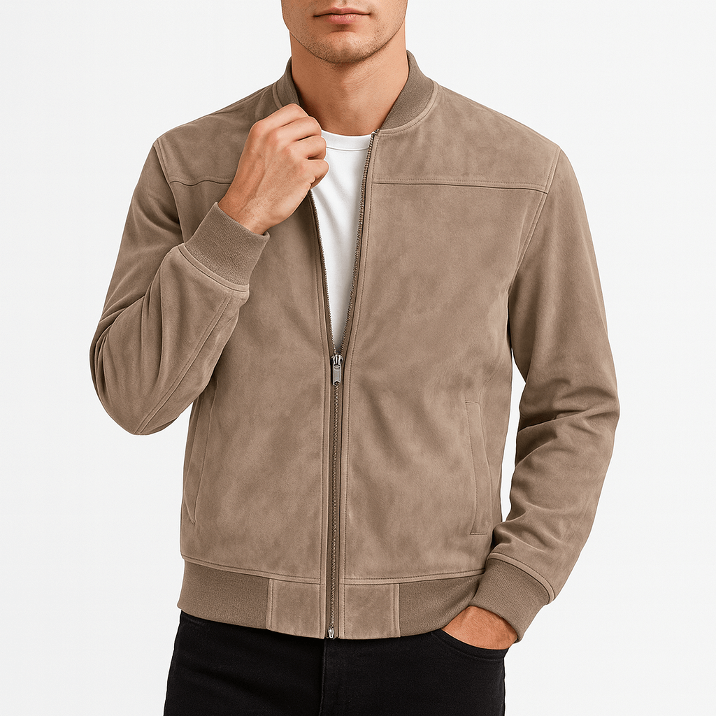 Mens Bomber Jacket Suede Material Regular Fit