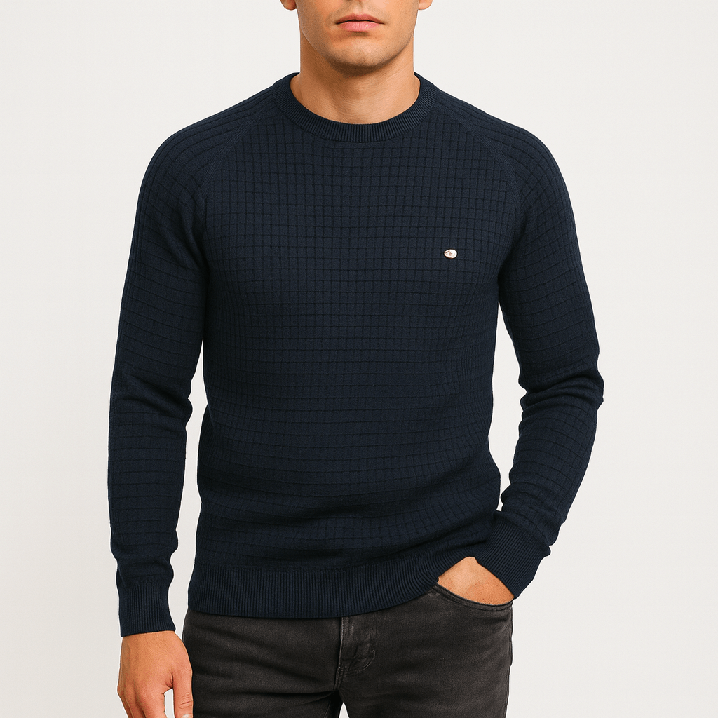 Womens Textured Knit Jumper Crewneck Relaxed Fit