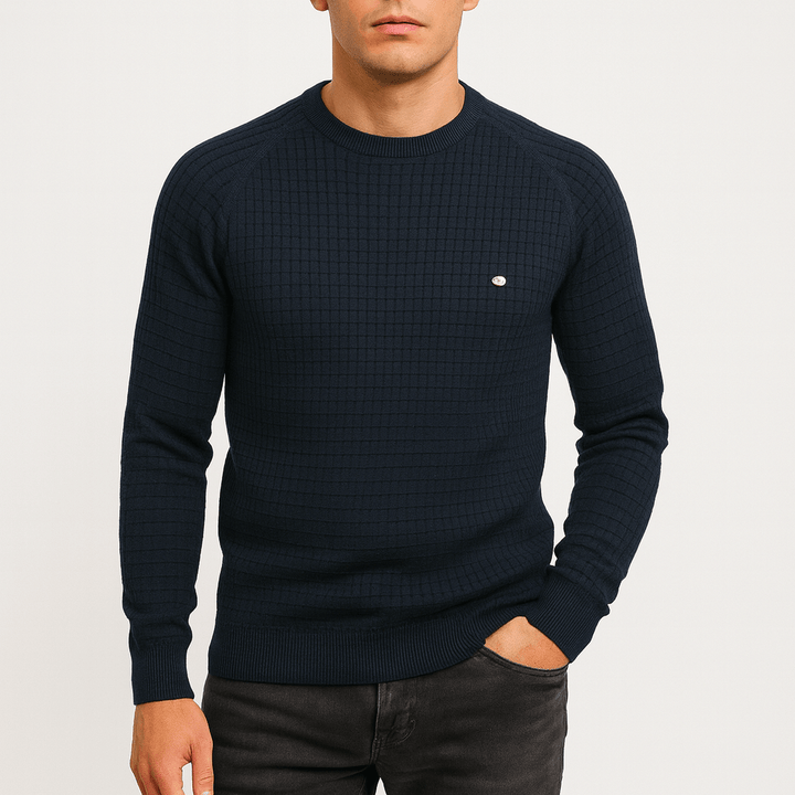 Womens Textured Knit Jumper Crewneck Relaxed Fit