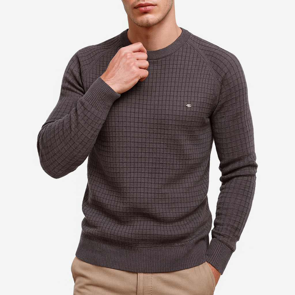 Womens Textured Knit Jumper Crewneck Relaxed Fit