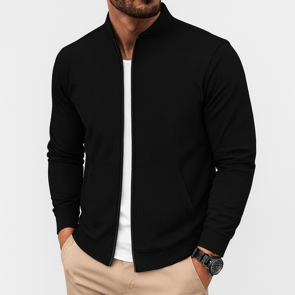 Unisex Textured Jacket with Zip Front - BritishMode