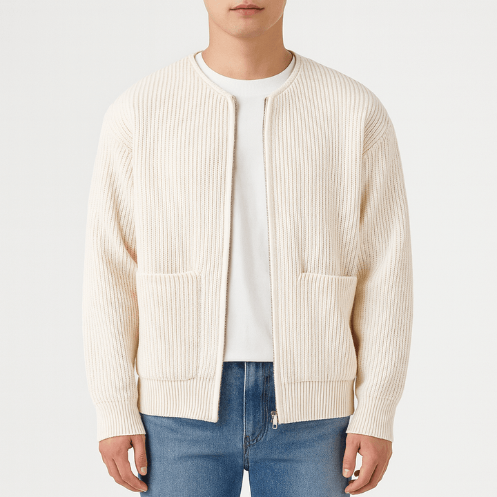 Womens Knitted Zip Cardigan Relaxed Fit - BritishMode