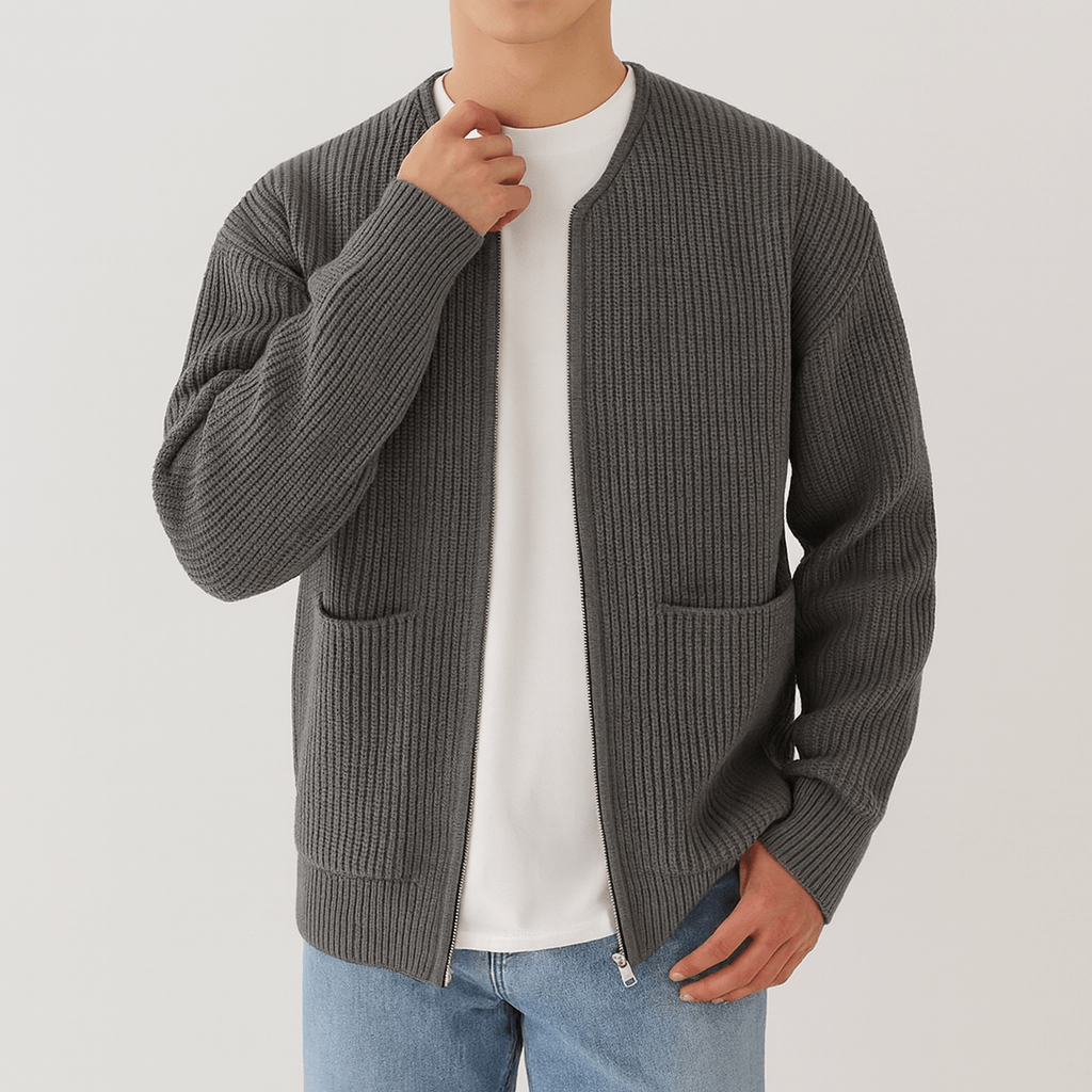 Womens Knitted Zip Cardigan Relaxed Fit