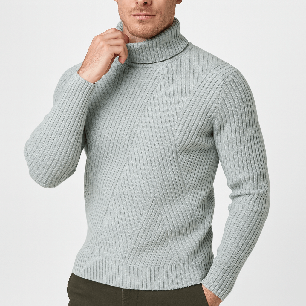 Womens Ribbed Turtleneck Sweater Slim Fit - BritishMode