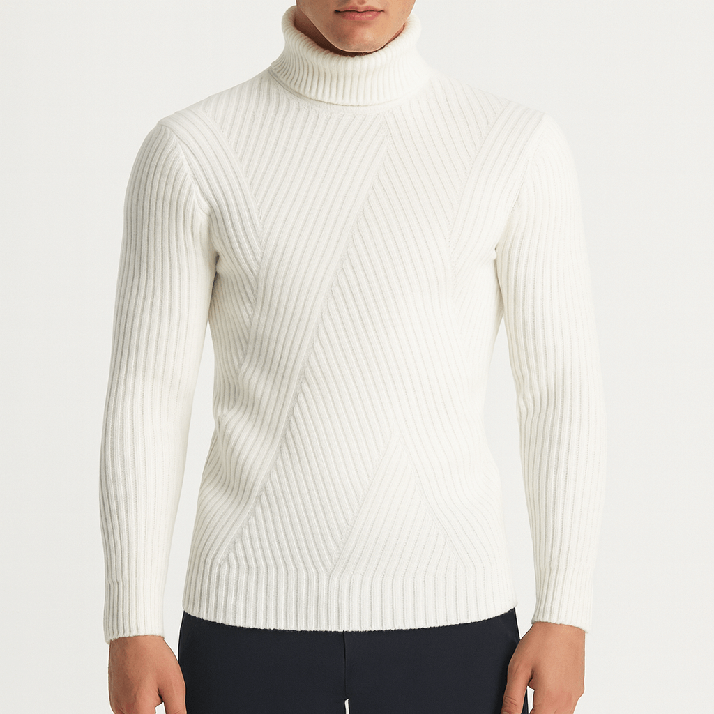 Womens Ribbed Turtleneck Sweater Slim Fit