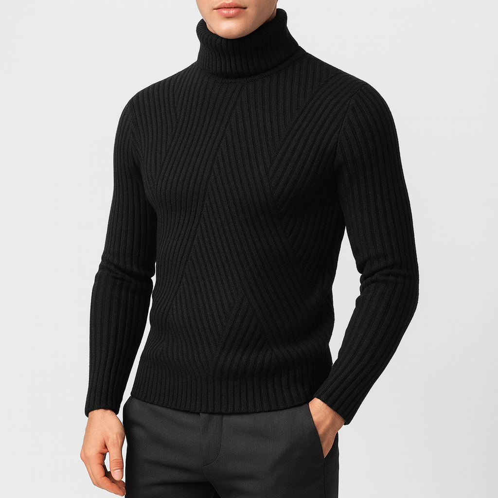 Womens Ribbed Turtleneck Sweater Slim Fit