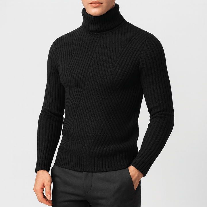 Womens Ribbed Turtleneck Sweater Slim Fit
