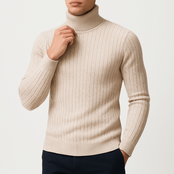 Unisex Wool Sweater Turtleneck Slim Fit