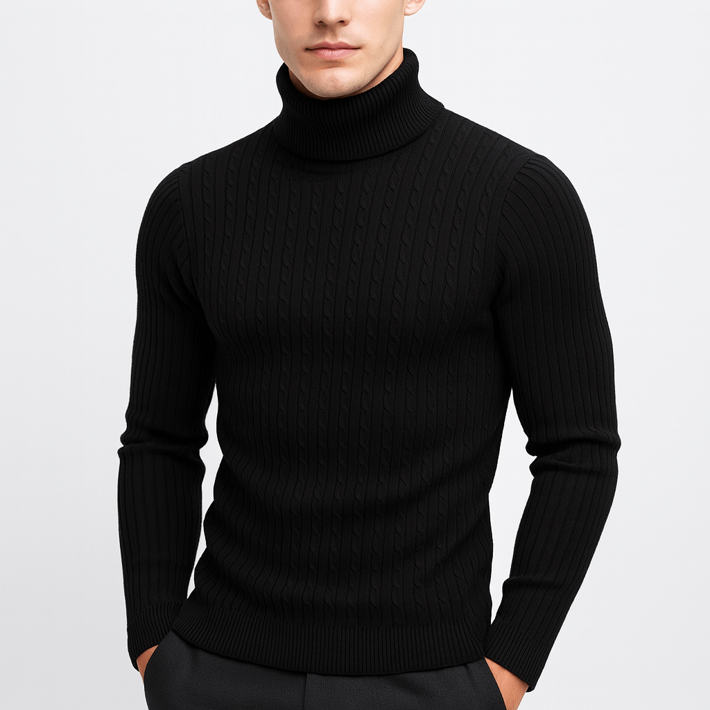 Unisex Wool Sweater Turtleneck Slim Fit