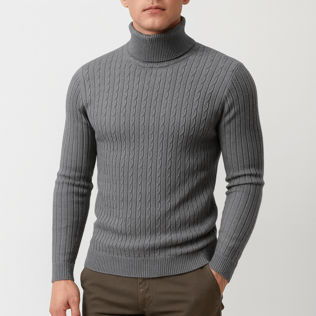 Unisex Wool Sweater Turtleneck Slim Fit