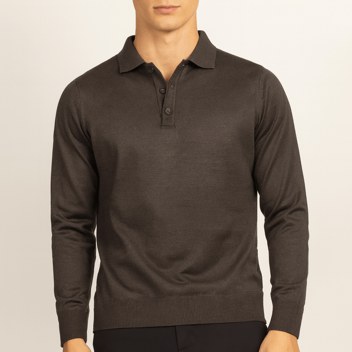 Mens Wool Polo Sweater Classic Fit