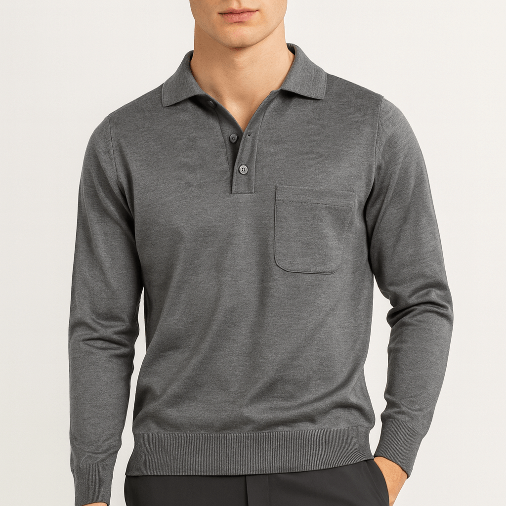 Mens Wool Polo Sweater Classic Fit