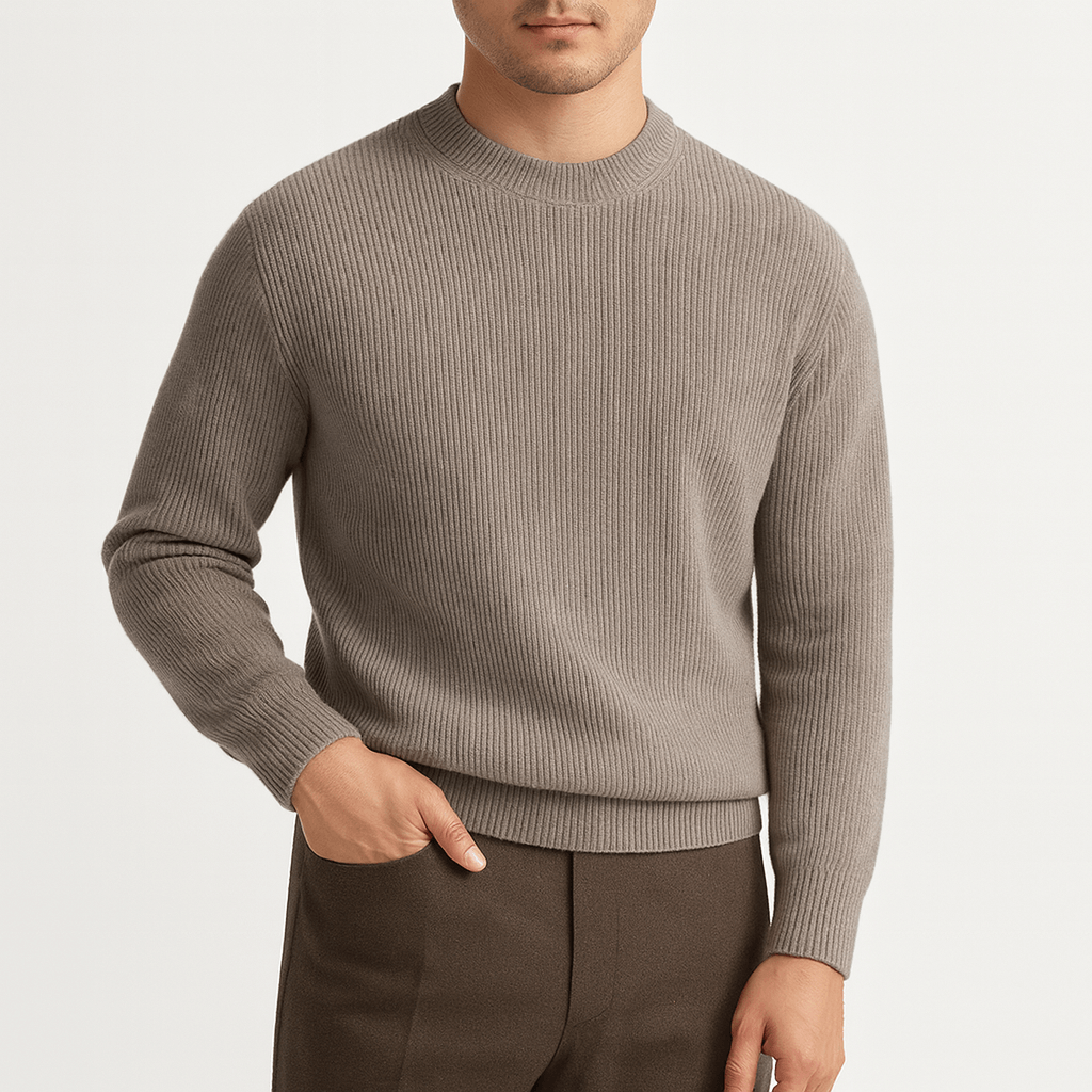 Unisex Wool Ribbed Knit Sweater